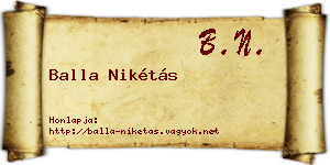 Balla Nikétás névjegykártya