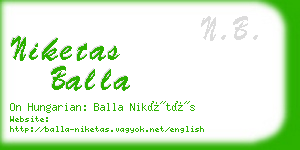 niketas balla business card